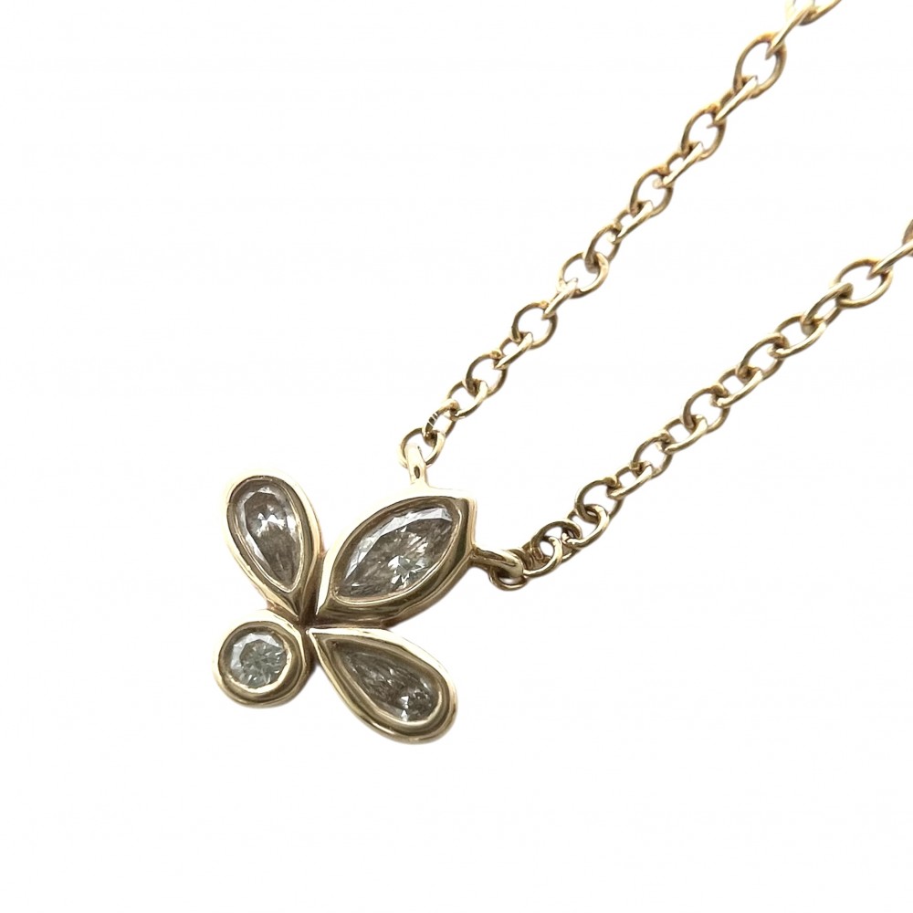 【エントリーでポイント10倍】 ティファニー ネックレス レディース フルールドリス ジュエリー アクセサリー 18金YG Au750 TIFFANY&Co. K18イエローゴールド ダイヤモンド 約1.8g【中古品】