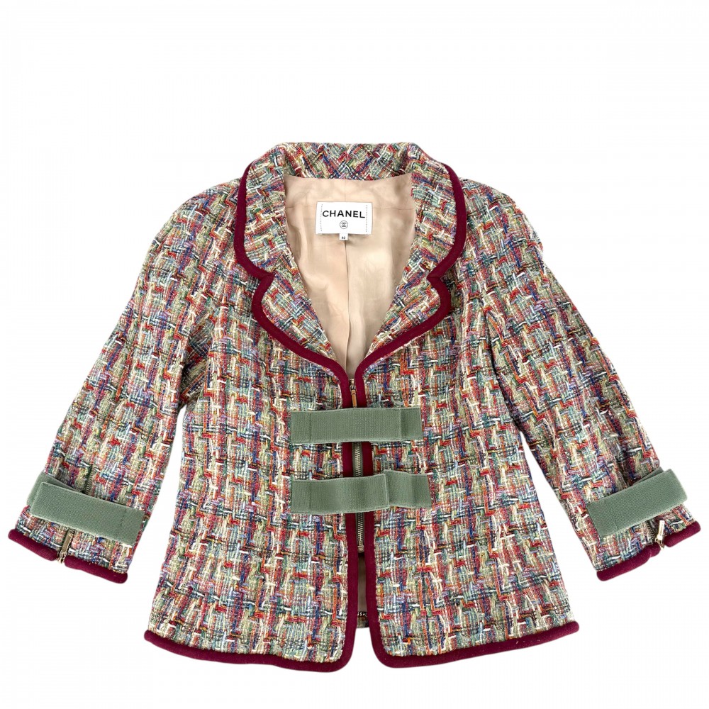 【エントリーでポイント10倍】 シャネル アウター レディース ココボタン ジャケット ツイード アパレル 服 ヴィンテージ CHANEL 40 P56516V42246 マルチカラー ゴールド金具 ウール コットン ナイロン シルク 秋 冬 美品【中古品】