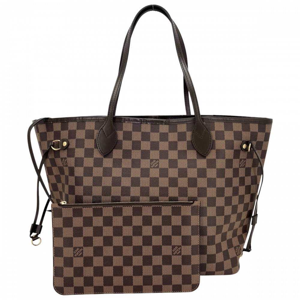 【エントリーでポイント10倍】 ルイヴィトン トートバッグ レディース ネヴァーフルMM ハンドバッグ 肩掛け LOUIS VUITTON N40599 ダミエキャンバス ブラウン 茶 ゴールド金具【中古品】