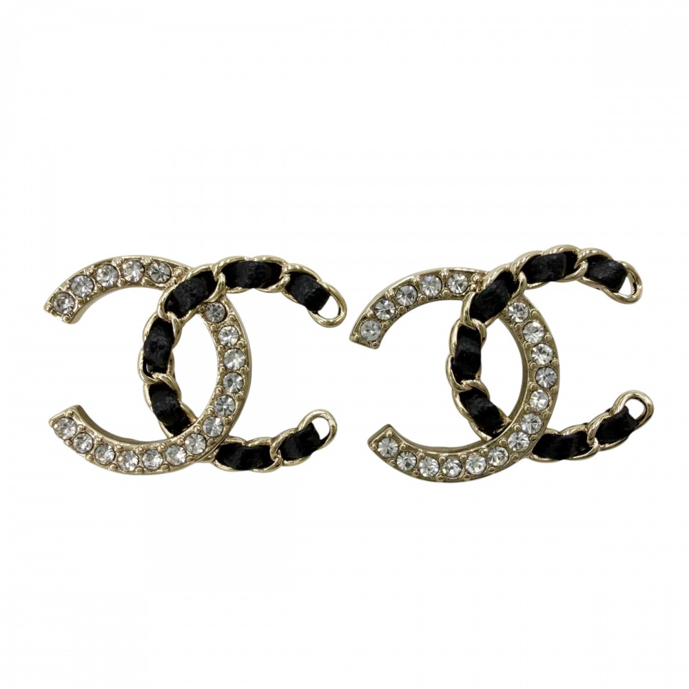 【大売出し】 シャネル ピアス レディース チェーン ココマーク アクセサリー 25/26AW CHANEL ラインストーン カーフスキン GP B25B ブラック 黒 約4.7g 美品2025年【中古品】|VINTAGE BRAND TOKYO