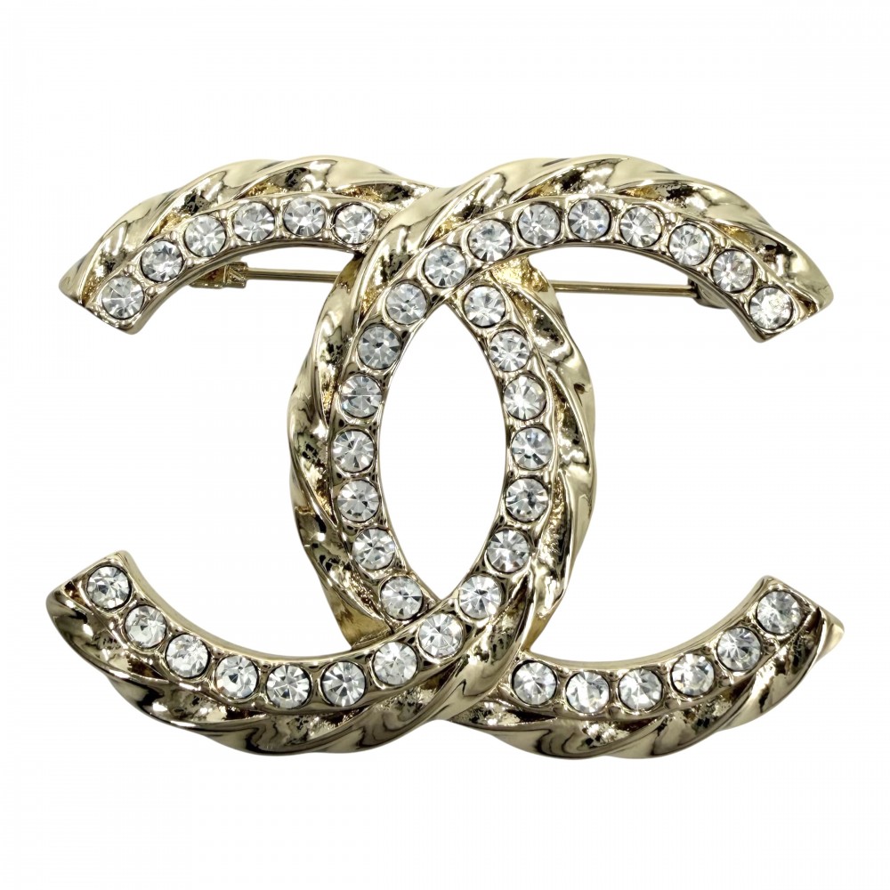【エントリーでポイント10倍】 シャネル ブローチ レディース ココマーク アクセサリー CHANEL GP ラインストーン B25C ゴールド 約20.3g 美品2025年【中古品】