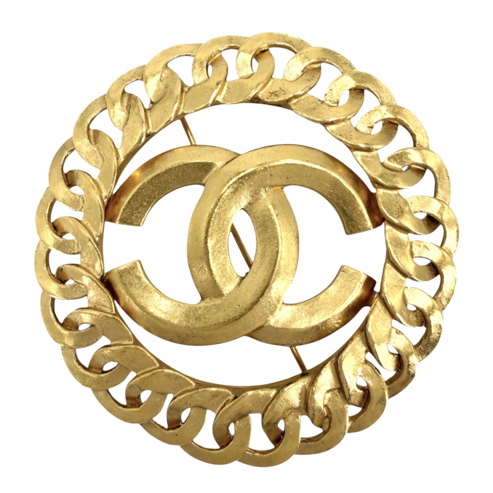 【エントリーでポイント10倍】 シャネル ブローチ レディース ココマーク アクセサリー ヴィンテージ ラウンド CHANEL GP 96P ゴールド 約21.3g1996年【中古品】