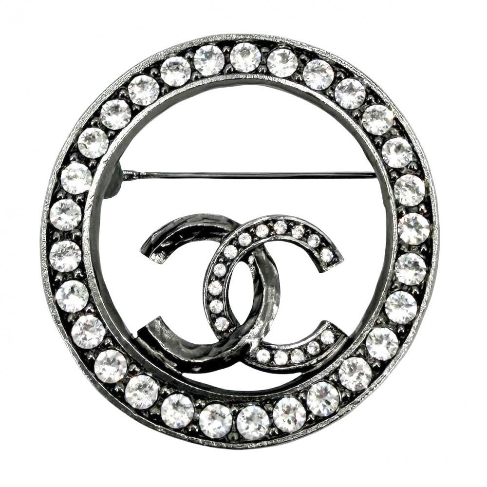 【エントリーでポイント10倍】 シャネル ブローチ レディース ラウンド ココマーク アクセサリー CHANEL ラインストーン C21K 約16.7g 美品2021年【中古品】
