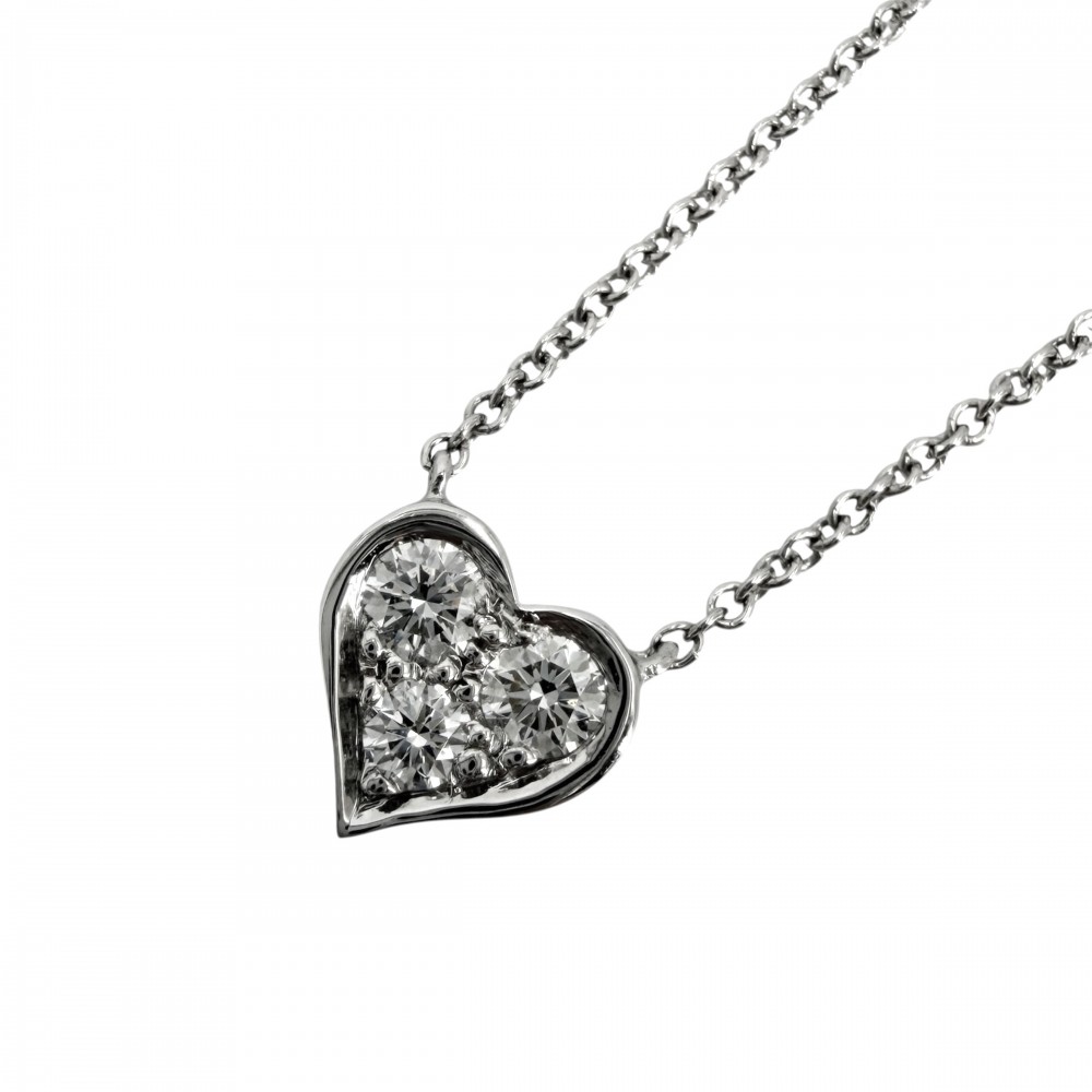 【エントリーでポイント10倍】 ティファニー ネックレス レディース センチメンタル ハート ジュエリー アクセサリー TIFFANY&Co. Pt950プラチナ ダイヤモンド 約3.3g 美品【中古品】