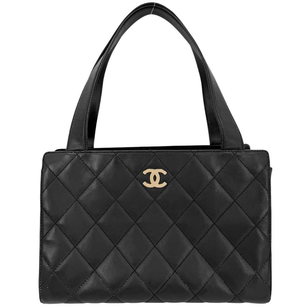 シャネル ハンドバック レディース マトラッセ ココマーク トートバッグ 肩かけ CHANEL 子ヒツジ素はだ    黒いこと 黒 ゴールド金具【中古品】