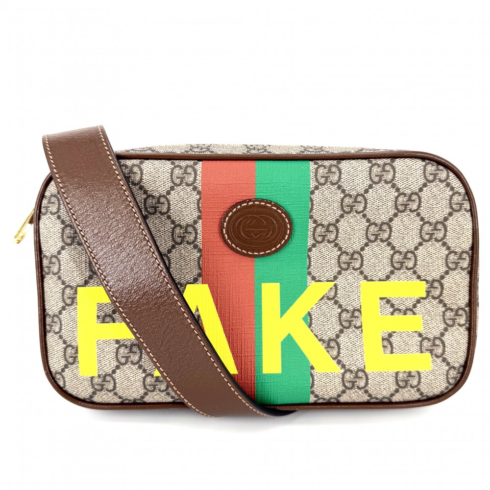 【エントリーでポイント10倍】 グッチ ボディバッグ ユニセックス FAKE NOT シェリーライン 肩掛け 斜め掛け THE NORTH FACE かばん 鞄 GUCCI 602695 GGキャンバス レザー ベージュ ブラウン 茶 ゴールド金具【中古品】