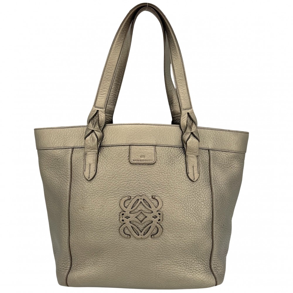 【エントリーでポイント10倍】 ロエベ ハンドバッグ レディース アナグラム フスタ トートバッグ 肩掛け LOEWE レザー ゴールド シルバー金具【中古品】