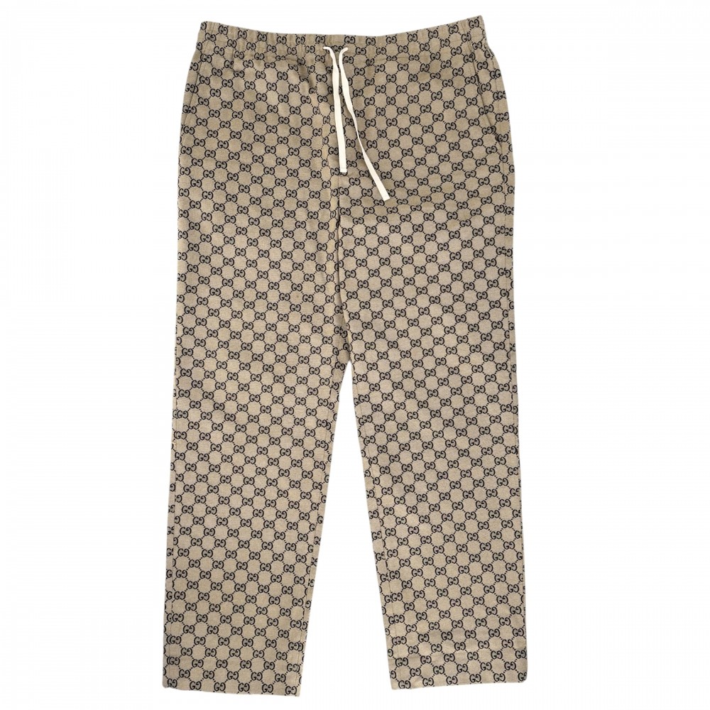 【エントリーでポイント10倍】 グッチ パンツ メンズ インターロッキングG GG ボトムス GUCCI 52 658090 ブラウン 茶 ネイビー 紺 コットン ポリエステル 【中古品】