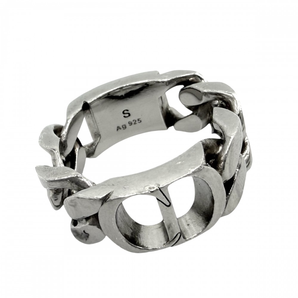 【エントリーでポイント10倍】 ディオール 指輪 メンズ CD Icon チェーンリンク リング アクセサリー ジュエリー Sサイズ Dior 約18号 約12.4g【中古品】 27,300円