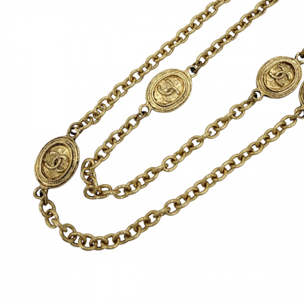 【エントリーでポイント10倍】 シャネル ネックレス レディース ココマーク ロングネックレス アクセサリー CHANEL GP ゴールド 約58.1g【中古品】