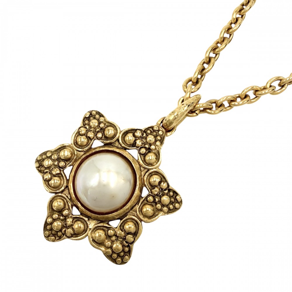 【エントリーでポイント10倍】 シャネル ネックレス レディース アクセサリー CHANEL GP フェイクパール ゴールド 約56.5g【中古品】