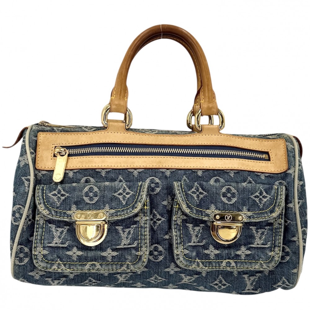 ルイヴィトン ハンドバック レディース ネオスピーディ LOUIS VUITTON M95019 モノグラムジーンズ    青色 青 ゴールド金具【中古品】