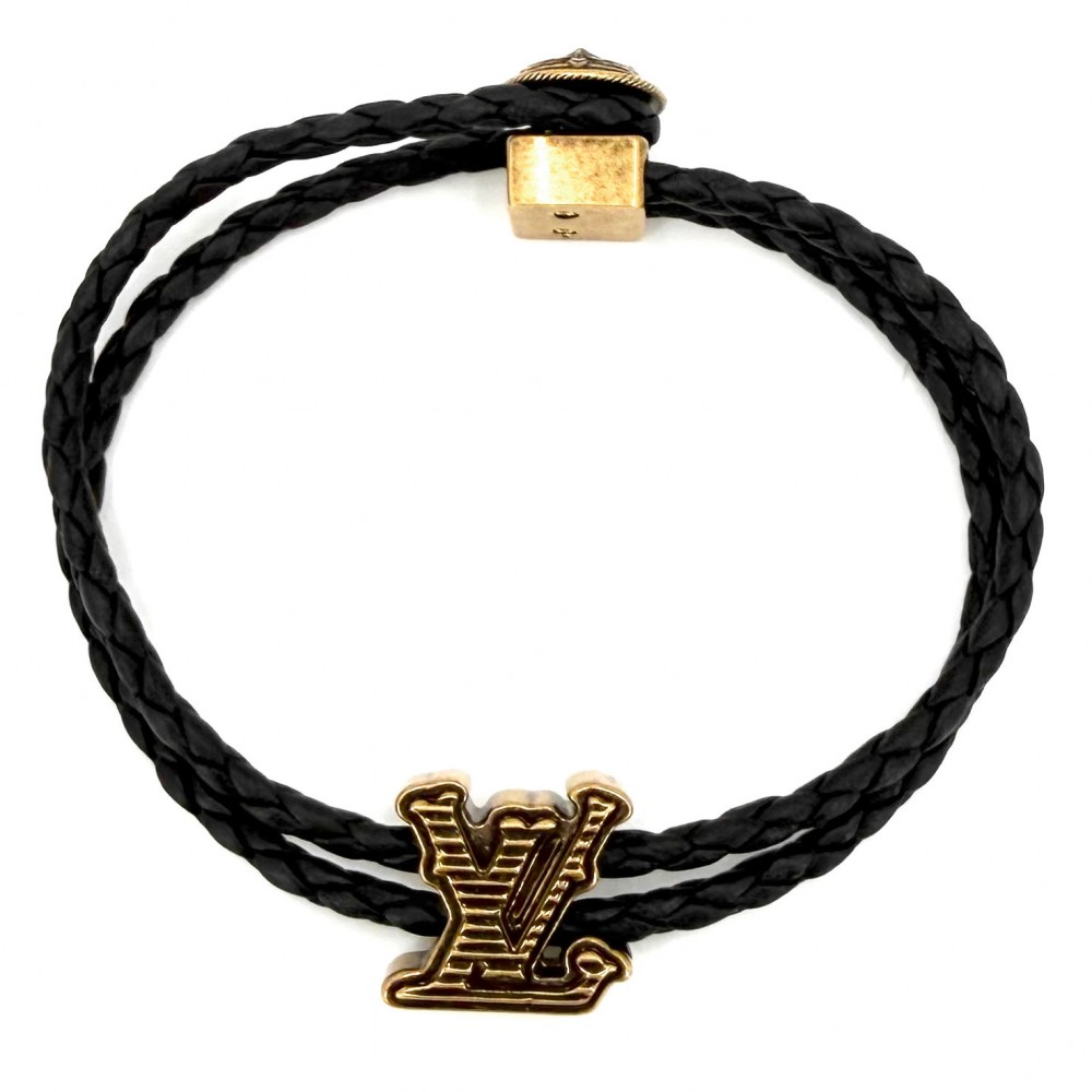 【大売出し】 ルイヴィトン ブレスレット メンズ モノグラム LV ロデオ アクセサリー LOUIS VUITTON M8735 ブラック 黒 ゴールド 約13.0g【中古品】｜VINTAGE BRAND TOKYO