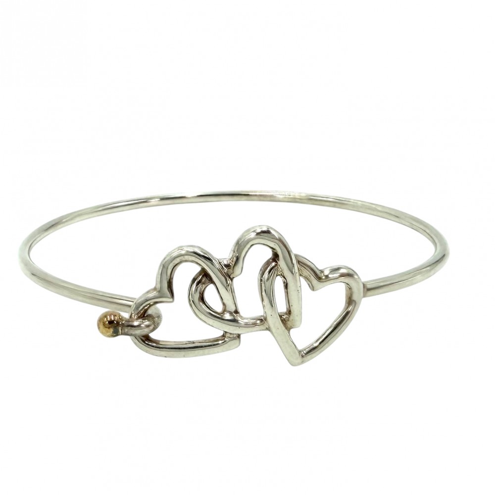 ティファニー バングル レディース トリプルハート ブレスレット ジュエリー アクセサリー Au750 18金WG TIFFANY&Co. シルバー925 K18ホワイトゴールド 約8.2g【中古品】