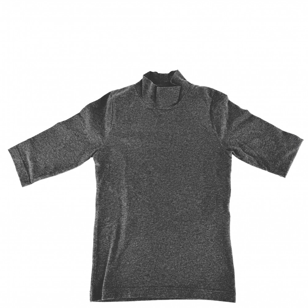 バレンシアガ 半袖Ｔシャツ レディース ハイネック 3B 運動競技 トップス お召しもの ロゴタイプ 刺しゅう 服 BALENCIAGA S 767869 濃灰色薄墨色 綿織物  ポリウレタン   美品【中古品】