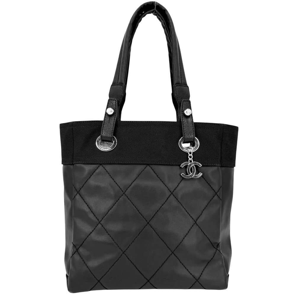 【大売出し】 シャネル ハンドバッグ レディース パリビアリッツ トートPM トートバッグ ココマーク CHANEL PVCコーティングキャンバス レザー ブラック 黒 シルバー金具【中古品】｜VINTAGE BRAND TOKYO
