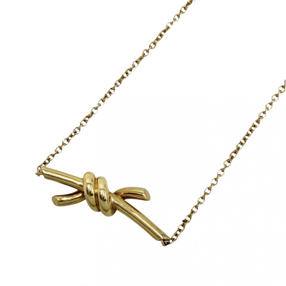 ティファニー ネックレス レディース ノット ジュエリー アクセサリー アジャスター付き 18金YG Au750 TIFFANY&Co. K18イエローゴールド 約3.7g【中古品】