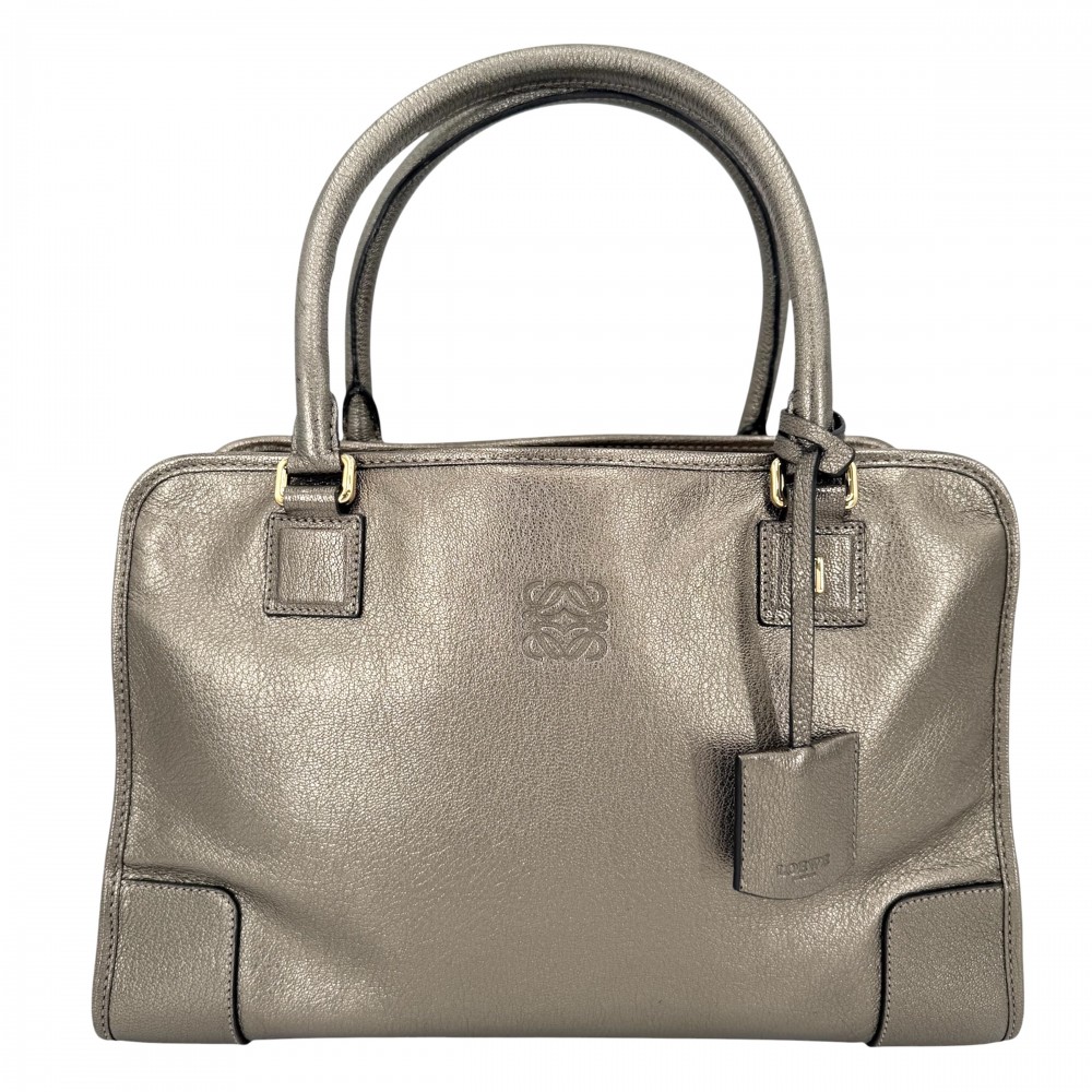 ロエベ ハンドバッグ レディース アナグラム アマソナ36 ミニボストンバッグ 肩掛け メタリック LOEWE レザー ゴールド ゴールド金具【中古品】