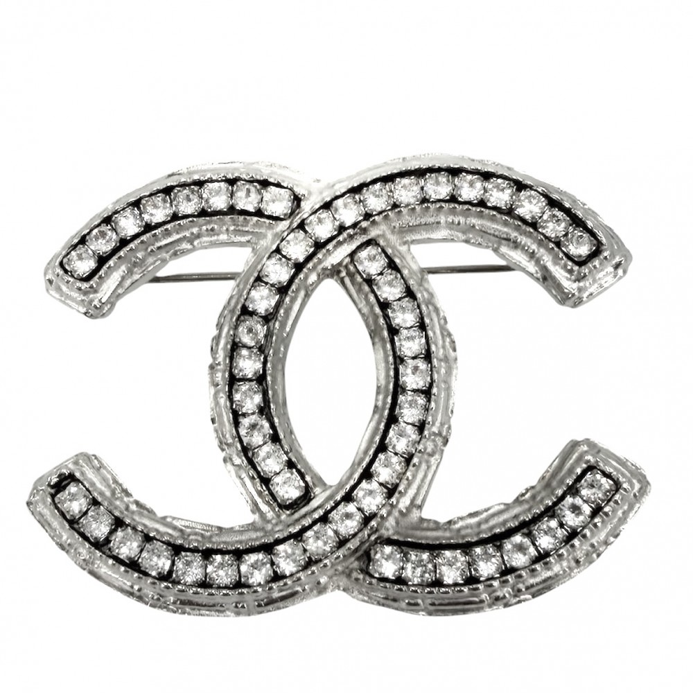 シャネル ブローチ レディース ココマーク アクセサリー CHANEL ラインストーン A13P シルバー 約17.1g2013年【中古品】