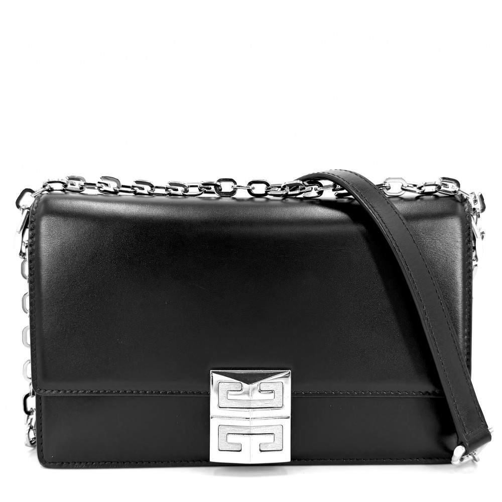 ジバンシィ ショルダーバッグ レディース 4G スモールチェーンバッグ 肩かけ 曲がった掛け ジバンシー GIVENCHY BB50HEB15S なめし革    黒いこと 黒 しろがね色金具【中古品】