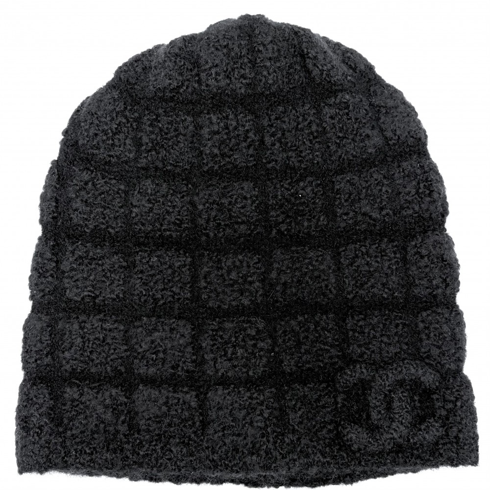 シャネル ニットキャップ レディース ココマーク ビーニー ニット帽 帽子 ファッションアイテム アパレル CHANEL カシミヤ シルク ポリアミド ブラック 黒 秋 冬 美品【中古品】