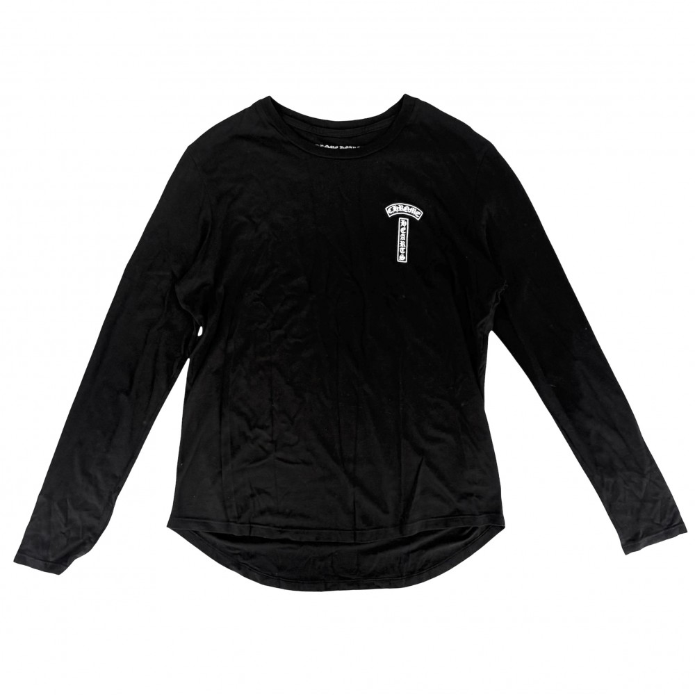 【大売出し】 クロムハーツ 長袖Ｔシャツ メンズ ダガー ロゴタイプ 労働者の一団素っ首 トップス 服 御召しもの 鉄蹄 CHROME HEARTS L 黒いこと 黒 綿織物  人絹  【中古品】