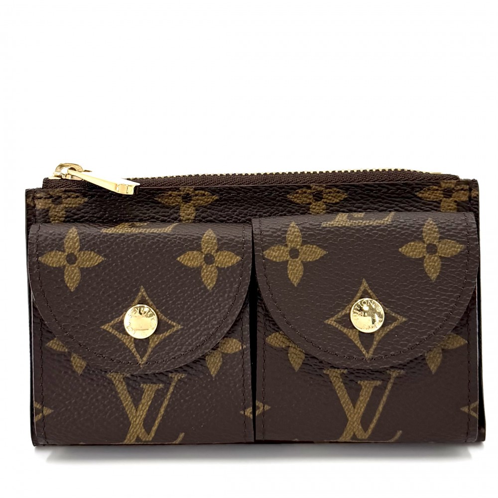 【大売出し】 ルイヴィトン コインケース メンズ モノグラム サンチュールポシェットデュオ 御釣り入れ LOUIS VUITTON M9836    赤銅色 茶 ゴールド金具 美品【中古品】