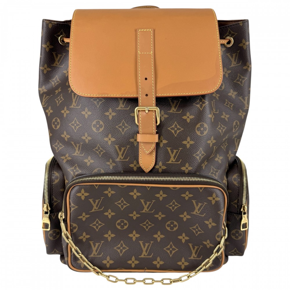 【大売出し】 ルイヴィトン 背嚢 メンズ トリオバックパック LOUIS VUITTON M44658 モノグラム帆布    赤銅色 茶 ゴールド金具【中古品】
