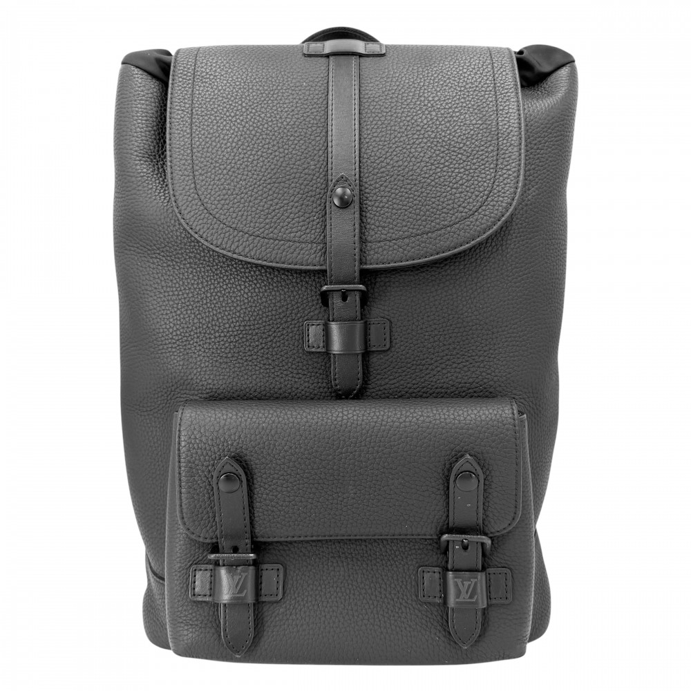 ルイヴィトン 背嚢 メンズ クリストファー か細い 御徒面子風呂敷き包み LOUIS VUITTON M58644  なめし革    黒いこと 黒 黒いこと×しろがね色金具【中古品】