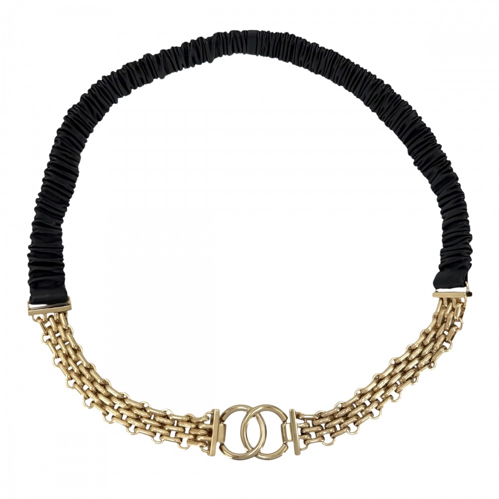 シャネル 胴締め レディース ココマーク チェーン店胴締め 流行り物個条 小物 CHANEL A22S GP  なめし革   ゴールド 黒いこと 黒 美品2022年【中古品】