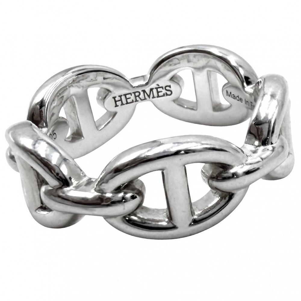 エルメス 指環 ユニ一発やる シェーヌダンクル アンシェネ 佩び物 宝飾品 小物 49大きさ HERMES しろがね色925    約8.5号 約5.1g【中古品】