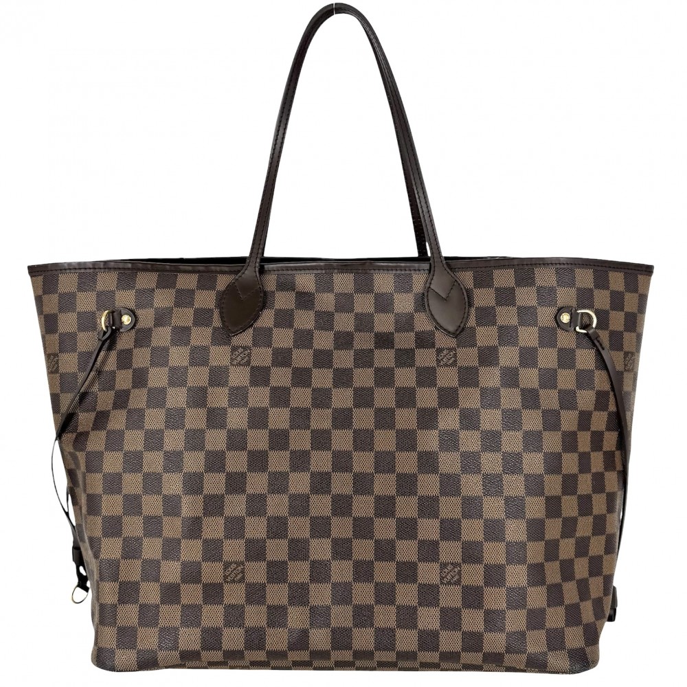 【大売出し】 ルイヴィトン トートバッグ レディース ネヴァーフルGM ハンドバック 肩かけ LOUIS VUITTON N51106 ダミエキャンバス    赤銅色 茶 ゴールド金具【中古品】