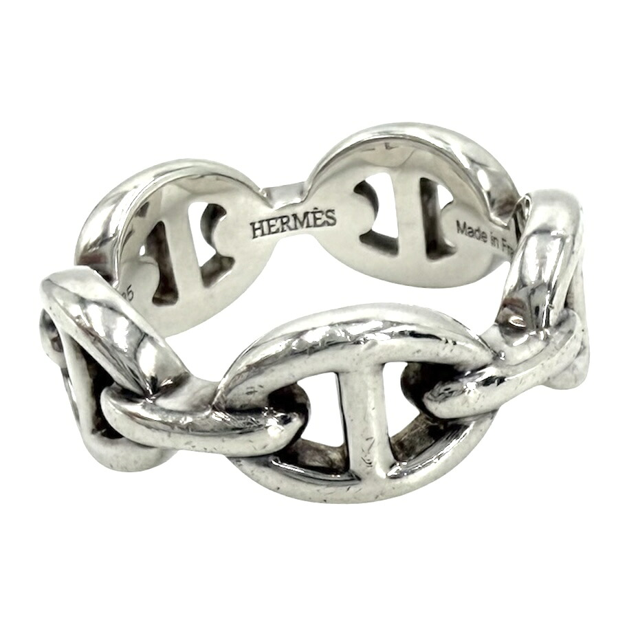 エルメス 指環 ユニ一発やる シェーヌダンクル アンシェネ 佩び物 宝飾品 小物 49大きさ HERMES しろがね色925    約8.5号 約5.2g【中古品】