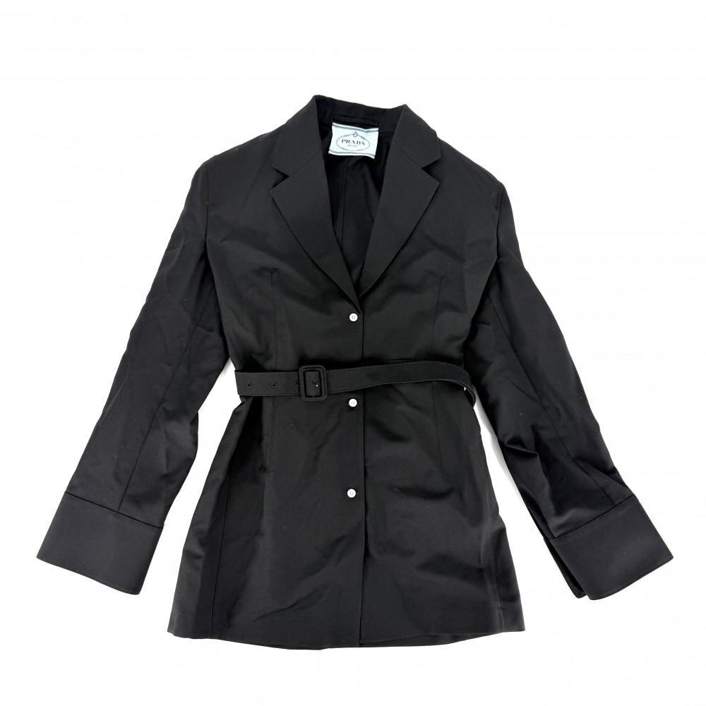 プラダ アウター レディース 上衣 お召しもの 服 PRADA 40 黒いこと 黒 羊毛  モヘヤ   春 秋 美品【中古品】