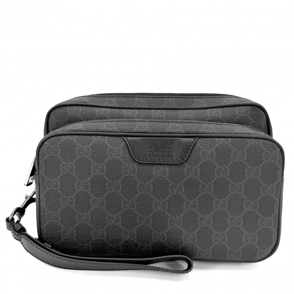 【大売出し】 グッチ クラッチペダル御徒面子 メンズ 二番め御徒面子 合財袋 GUCCI 337082 GGスプリームキャンバス  なめし革   黒いこと 黒 鵞鳥金属元素金具【中古品】