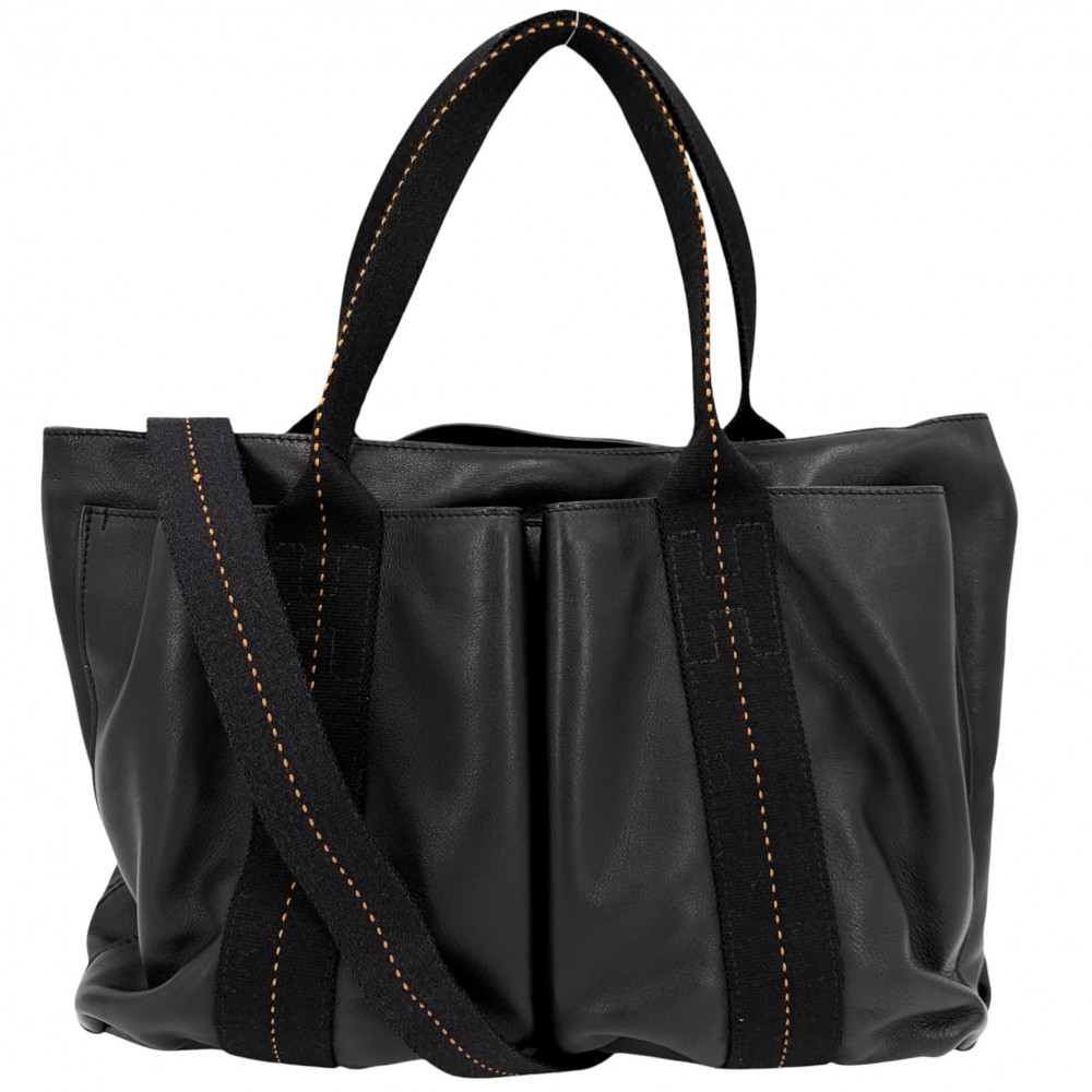 エルメス 2WAY メンズ 肩かけ キャラバンホリゾンタルMM ハンドバック ショルダーバッグ 鞄 かばん HERMES なし ヴォーデルマ    黒いこと 黒 しろがね色金具【中古品】