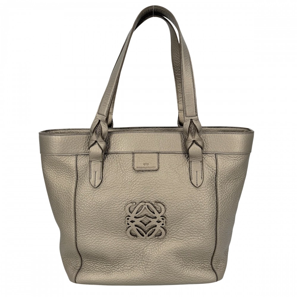 【大売出し】 ロエベ ハンドバック レディース アナ瓦 フスタ トートバッグ 肩かけ LOEWE なめし革    ゴールド しろがね色金具【中古品】