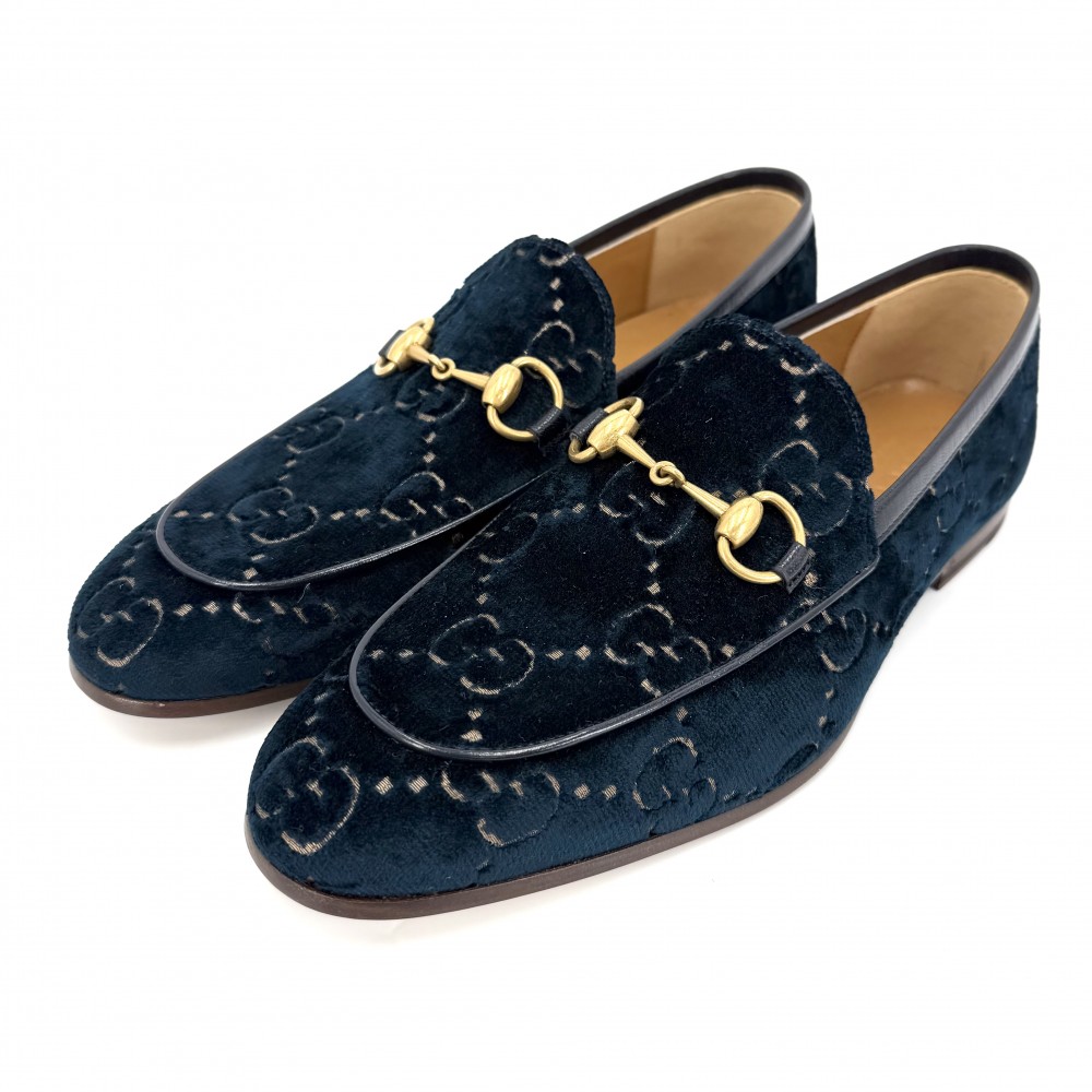 グッチ 置き目毛皮 メンズ 導管ビット GG天鵝絨 6大きさ 約25糎 GUCCI 430088 天鵞絨    米国海軍 紺 アンティークゴールド金具【中古品】