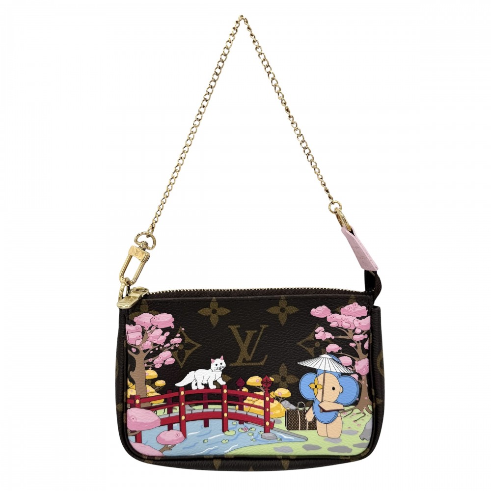 ルイヴィトン ハンドバック レディース ミニポシェットアクセソワール ヴィヴィエンヌ 祝い日 MiniPochette Accessoires 付属物合切袋 LOUIS VUITTON M45905 モノグラム帆布    赤銅色 茶 マルチ色つや ゴールド金具 美品【中古品】