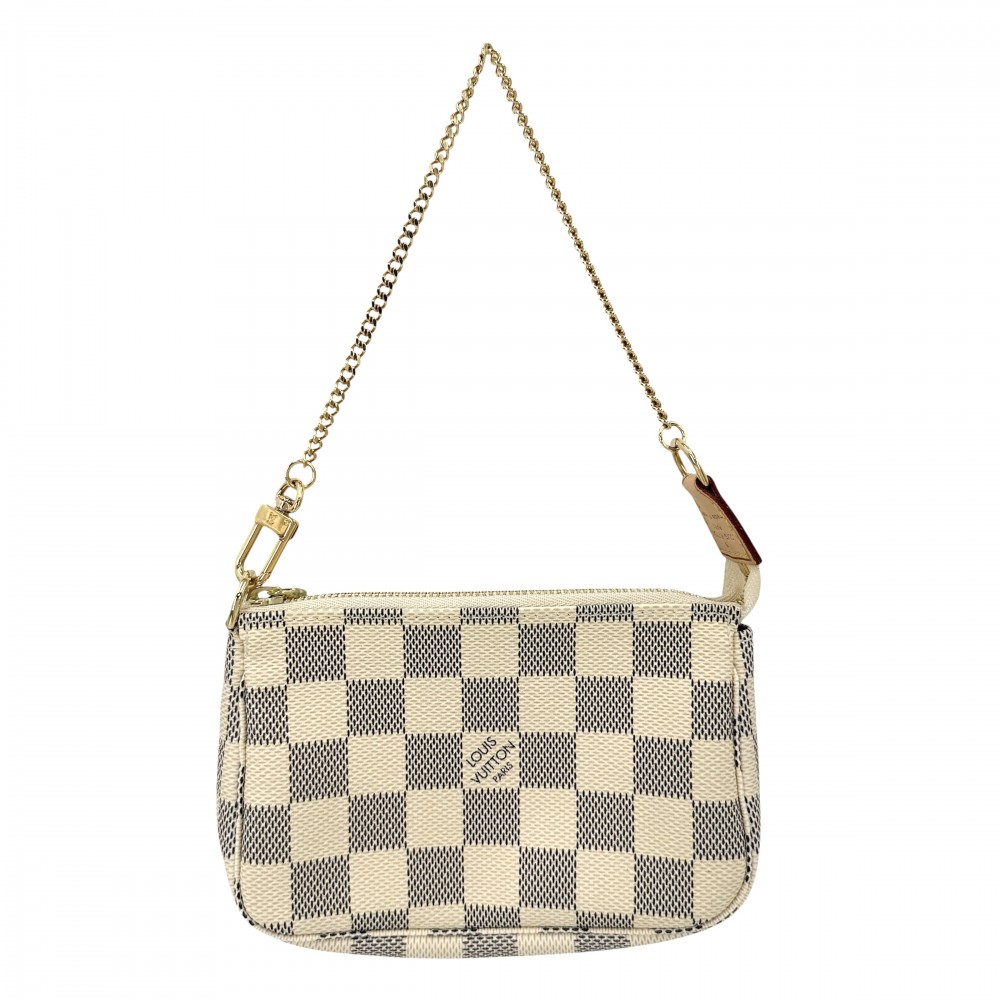 ルイヴィトン ハンドバック レディース ミニポシェットアクセソワール 付属物合切袋 LOUIS VUITTON N58010 ダミエアズールキャンバス    白いこと 白 ゴールド金具 美品【中古品】