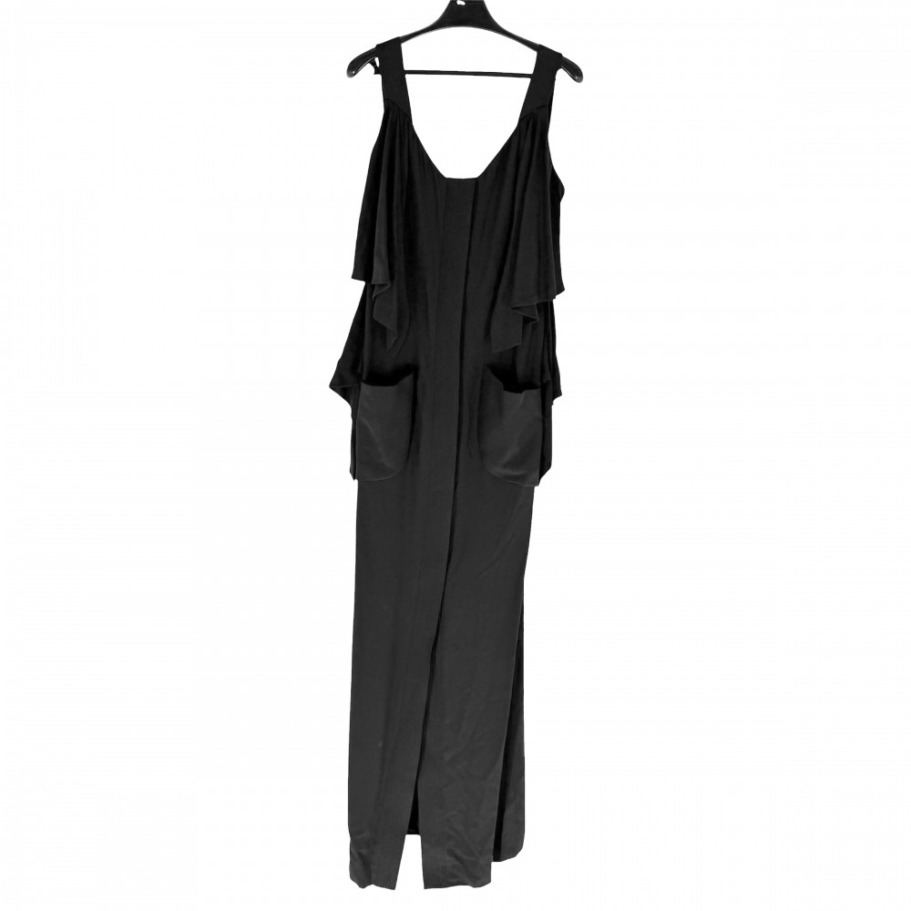 シャネル 衣裳 レディース ノースリーブ ヴィンテージ 御召しもの 服  CHANEL 38 黒いこと 黒 地絹    秋【中古品】
