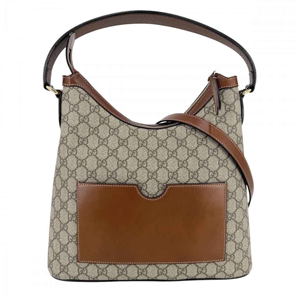 グッチ 2WAY レディース ホーボーバッグ ハンドバック ショルダーバッグ 肩かけ 曲がった掛け GUCCI 414930 GGスプリームキャンバス  なめし革   ベージュ 赤銅色 茶 ゴールド金具【中古品】