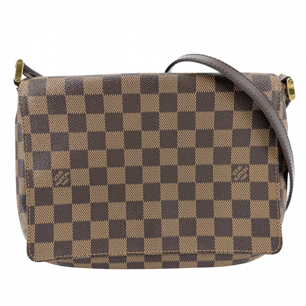 ルイヴィトン ショルダーバッグ レディース ミュゼットタンゴ ロング肩先 肩かけ 曲がった掛け LOUIS VUITTON N51301 ダミエキャンバス    赤銅色 茶 ゴールド金具【中古品】