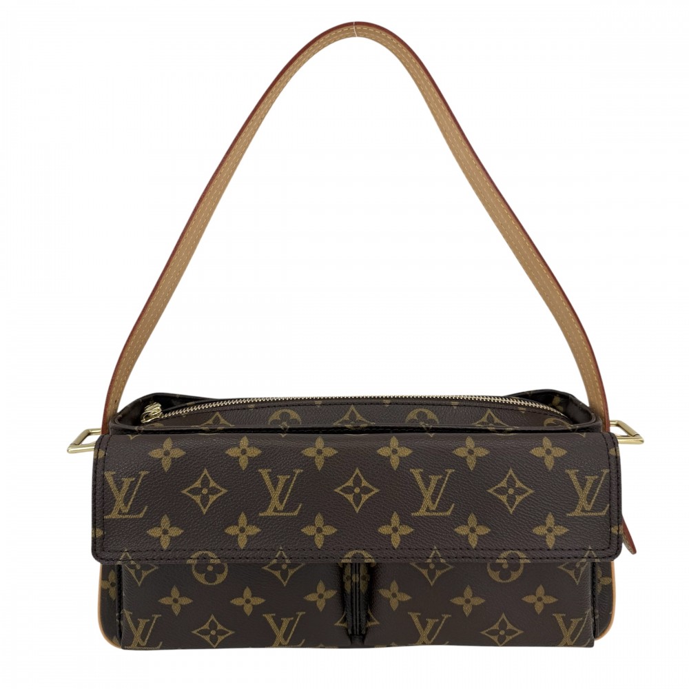 ルイヴィトン ショルダーバッグ レディース ヴィバシテMM ハンドバック 肩かけ LOUIS VUITTON M51164 モノグラム帆布    赤銅色 茶 ゴールド金具 美品【中古品】