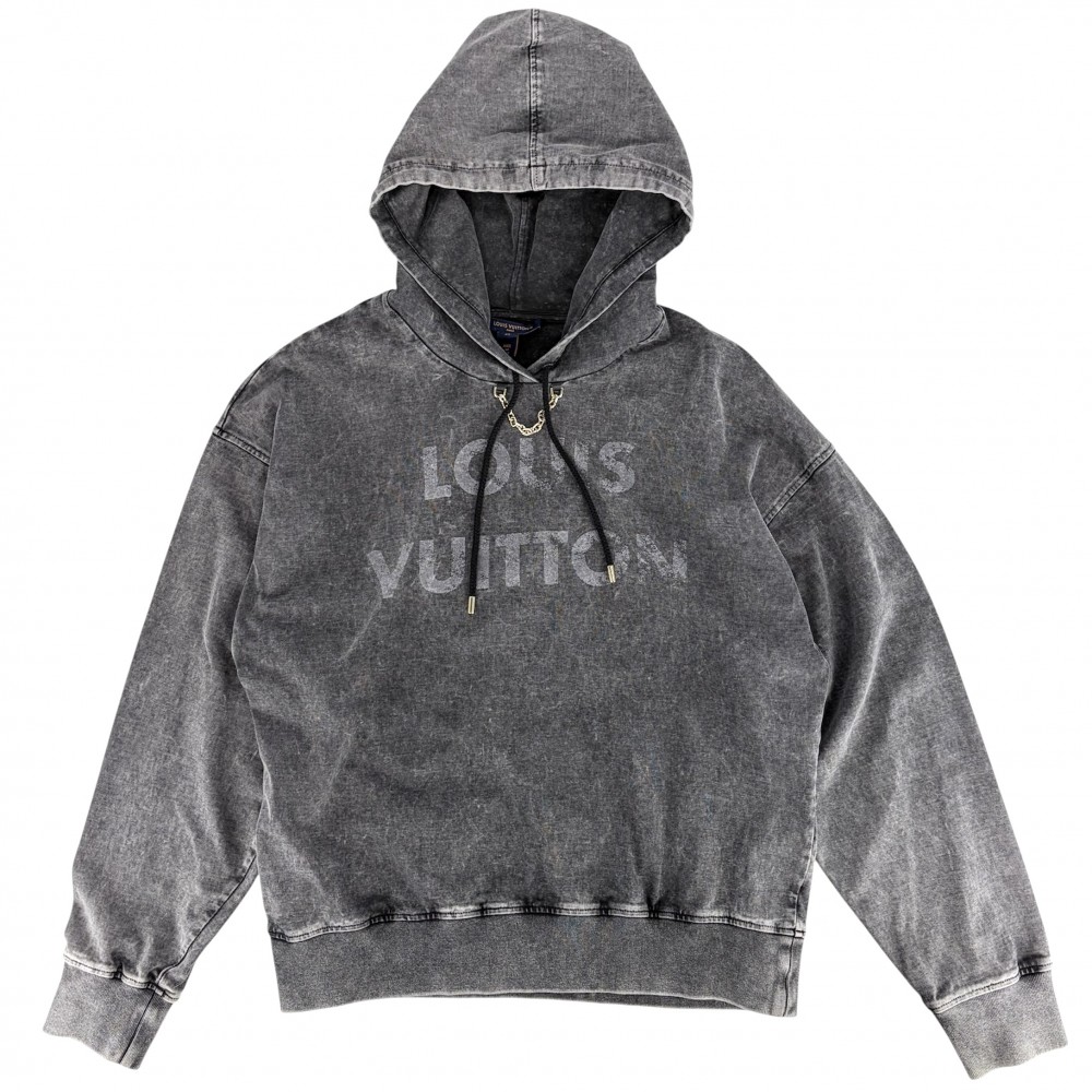 【大売出し】 ルイヴィトン パーカー レディース ロゴ フーディ トップス アパレル 服 ヴィンテージエフェクト LOUIS VUITTON XS グレー ゴールド金具 コットン 秋 冬【中古品】｜VINTAGE BRAND TOKYO