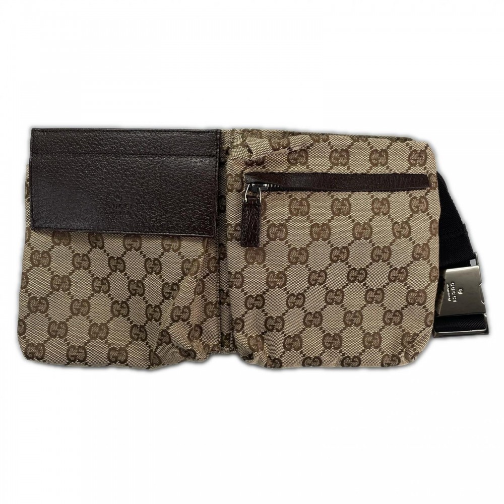 【大売出し】 グッチ ウエストバッグ レディース GUCCI 28566 GGキャンバス ベージュ シルバー金具【中古品】｜VINTAGE BRAND TOKYO