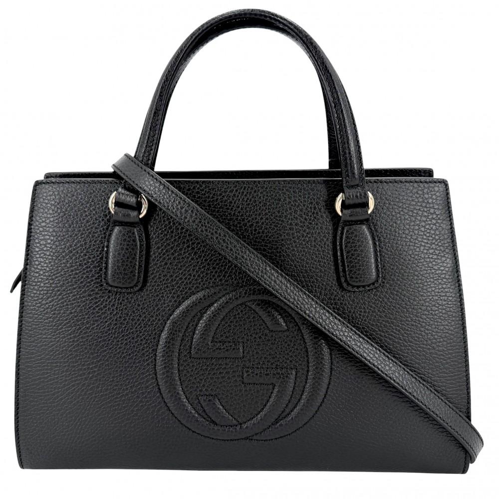グッチ 2WAY レディース ハンドバッグ ショルダーバッグ ソーホー インターロッキングG GUCCI 431571 レザー ブラック 黒 ゴールド金具 美品【中古品】｜VINTAGE BRAND TOKYO