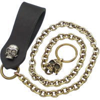 ブラスラスティ" シルバーコンチョ"ダブルスカル レザーループウォレットチェーン|シルバーアクセサリーバズショット