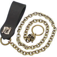 ブラスラスティ" シルバーフラッグ"ダブルスカル レザーループウォレットチェーン|シルバーアクセサリーバズショット