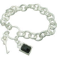 チェッカーカットオニキスストーン シルバーブレスレット*FREE STYLE(フリースタイル)シルバー925 メンズ レディース アクセサリー｜シルバーアクセサリーバズショット